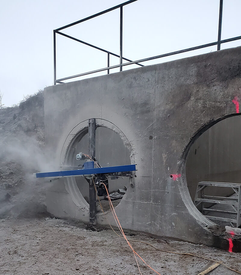 Circle Wire Saw cutting culvert